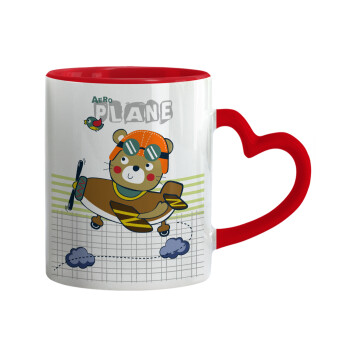 Ο μικρός αεροπόρος, Κούπα καρδιά χερούλι κόκκινη, κεραμική, 330ml