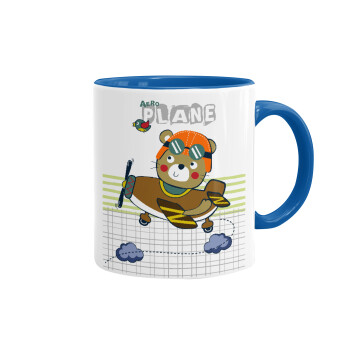 Kids Plane, Mug colored blue, ceramic, 330ml