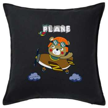 Kids Plane, Sofa cushion black 50x50cm includes filling