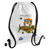 Backpack pouch GYMBAG white, with pocket (40x48cm) & thick cords