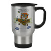 Stainless steel travel mug with lid, double wall 450ml
