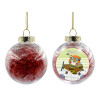 Transparent Christmas tree ball ornament with red filling 8cm