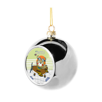 Ο μικρός αεροπόρος, Στολίδι Χριστουγεννιάτικη μπάλα δένδρου Ασημένια 8cm