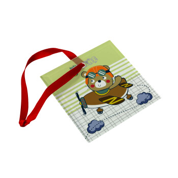 Ο μικρός αεροπόρος, Στολίδι Χριστουγεννιάτικο στολίδι γυάλινο τετράγωνο 9x9cm