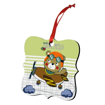 Kids Plane, Christmas ornament polygon wooden 7.5cm