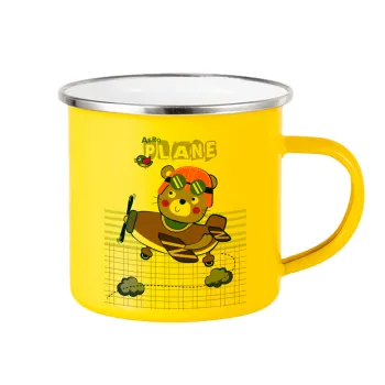 Kids Plane, Yellow Enamel Metallic Cup 360ml