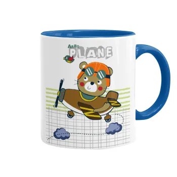 Kids Plane, Mug colored blue, ceramic, 330ml