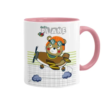 Kids Plane, Mug colored pink, ceramic, 330ml