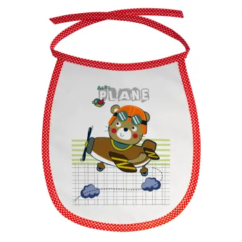 Kids Plane, Σαλιάρα μωρού αλέκιαστη με κορδόνι Κόκκινη