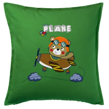 Ο μικρός αεροπόρος, Μαξιλάρι καναπέ Πράσινο 100% βαμβάκι, περιέχεται το γέμισμα (50x50cm)