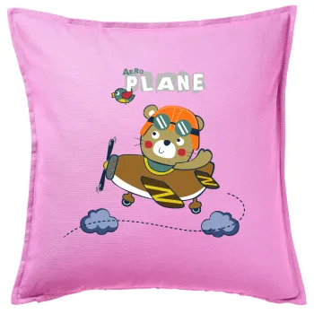 Ο μικρός αεροπόρος, Μαξιλάρι καναπέ ΡΟΖ 100% βαμβάκι, περιέχεται το γέμισμα (50x50cm)