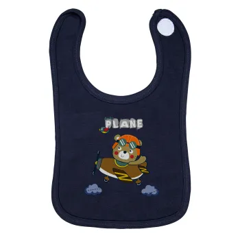 Kids Plane, Σαλιάρα με Σκρατς 100% Organic Cotton Μπλε (0-18 months)