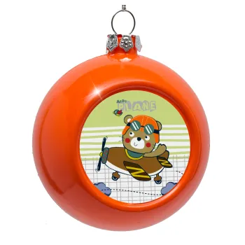 Kids Plane, Orange Christmas tree ornament bauble 8cm