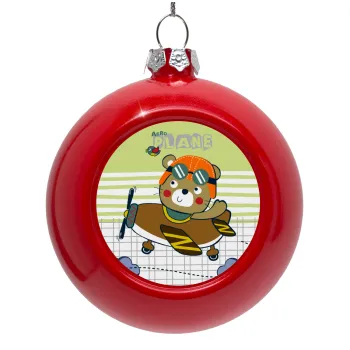 Kids Plane, Red Christmas tree ornament bauble 8cm