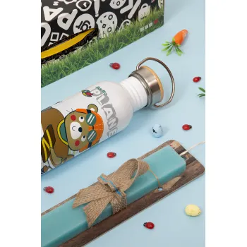 Ο μικρός αεροπόρος, Πασχαλινή Λαμπάδα με παγούρι μεταλλικό (620ml, stainless steel) & κερί αρωματικό πλακέ (30cm) (ΤΙΡΚΟΥΑΖ)