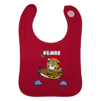Kids Plane, Σαλιάρα με Σκρατς Κόκκινη 100% Organic Cotton (0-18 months)