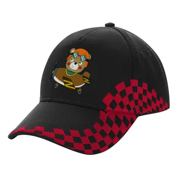 Ο μικρός αεροπόρος, Καπέλο Ενηλίκων Ultimate ΜΑΥΡΟ/ΚΟΚΚΙΝΟ RACING, (100% ΒΑΜΒΑΚΕΡΟ DRILL, ΕΝΗΛΙΚΩΝ, UNISEX, ONE SIZE)