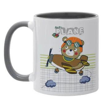 Kids Plane, Mug colored grey, ceramic, 330ml
