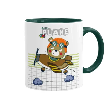 Kids Plane, Mug colored green, ceramic, 330ml