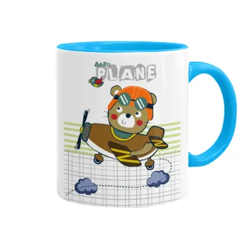 Kids Plane, Mug colored light blue, ceramic, 330ml