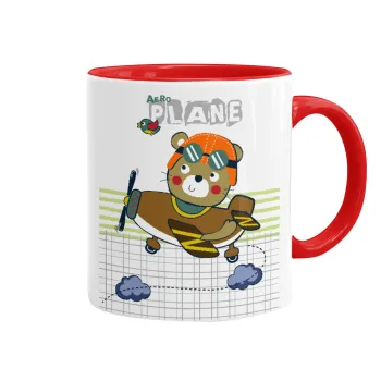 Kids Plane, Mug colored red, ceramic, 330ml