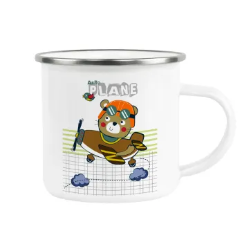 Kids Plane, Metallic enamel cup white 360ml