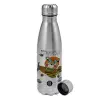 Metallic water bottle, stainless steel, 750ml