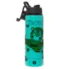 Metallic water bottle with safety lid, 850ml aluminum