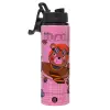 Metallic water bottle with safety lid, 850ml aluminum