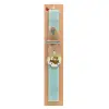 Easter Set, wooden keychain & aromatic flat Easter candle (30cm) (TURQUOISE)