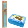 Easter Set, children's snack container BLUE & Easter aromatic flat candle (30cm) (TURQUOISE)