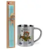 Easter Set, metallic thermal cup (300ml) & aromatic flat Easter candle (30cm) (TURQUOISE)