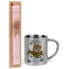 Easter Set, metallic thermal cup (300ml) & aromatic flat Easter candle (30cm) (PINK)