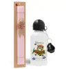Easter Set, metallic aluminum bottle (500ml) & aromatic flat Easter candle (30cm) (PINK)