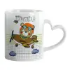 Mug heart handle, ceramic, 330ml