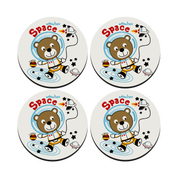 Kids Space, SET of 4 round wooden coasters (9cm)