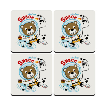 Ο μικρός αστροναύτης, ΣΕΤ 4 Σουβέρ ξύλινα τετράγωνα (9cm)