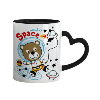 Ο μικρός αστροναύτης, Κούπα καρδιά χερούλι μαύρη, κεραμική, 330ml