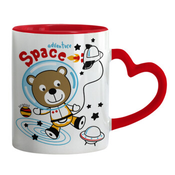 Kids Space, Mug heart red handle, ceramic, 330ml