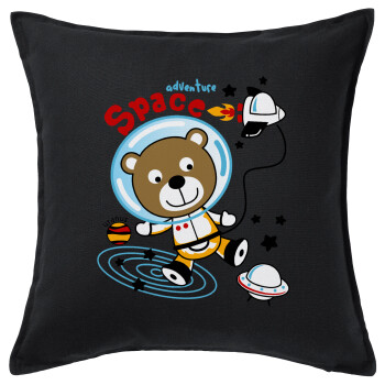 Ο μικρός αστροναύτης, Μαξιλάρι καναπέ Μαύρο 100% βαμβάκι, περιέχεται το γέμισμα (50x50cm)