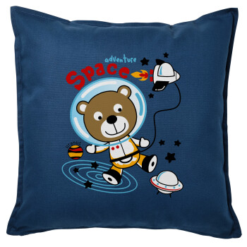 Ο μικρός αστροναύτης, Μαξιλάρι καναπέ Μπλε 100% βαμβάκι, περιέχεται το γέμισμα (50x50cm)