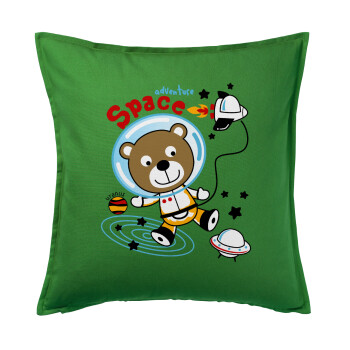 Ο μικρός αστροναύτης, Μαξιλάρι καναπέ Πράσινο 100% βαμβάκι, περιέχεται το γέμισμα (50x50cm)
