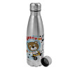 Metallic water bottle, stainless steel, 750ml