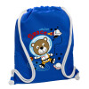 Backpack pouch GYMBAG Blue, with pocket (40x48cm) & thick cords