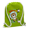 Backpack bag GYMBAG LIME GREEN, with pocket (40x48cm) & thick cords