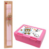 Easter Set, children's snack container PINK & scented flat Easter candle (30cm) (PINK)
