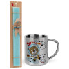 Easter Set, metallic thermal cup (300ml) & aromatic flat Easter candle (30cm) (TURQUOISE)