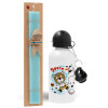 Easter Set, metallic aluminum water bottle (500ml) & scented flat candle (30cm) (TURQUOISE)