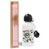 Easter Set, metallic aluminum bottle (500ml) & aromatic flat Easter candle (30cm) (PINK)
