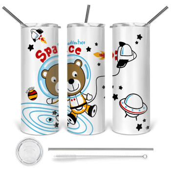 Kids Space, 360 Eco friendly stainless steel tumbler 600ml, with metal straw & cleaning brush
